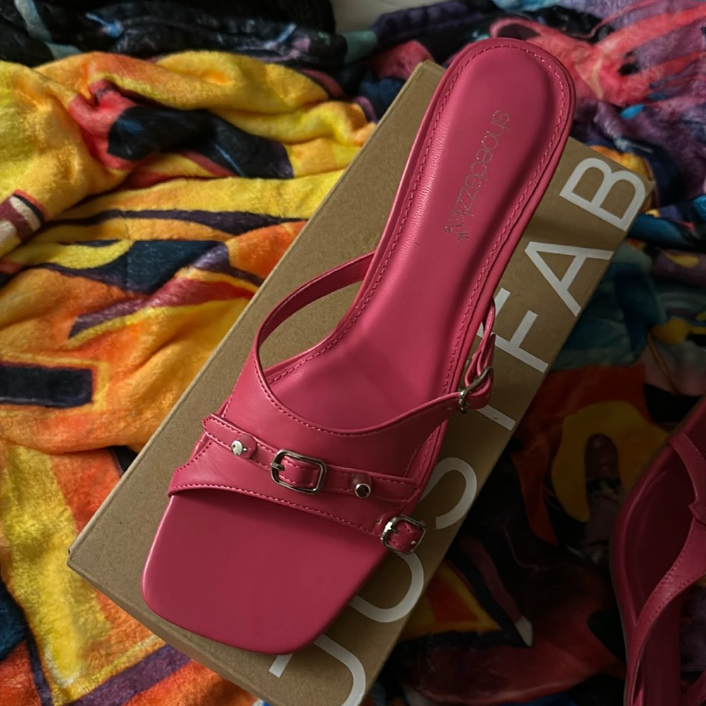 Hot pink mules